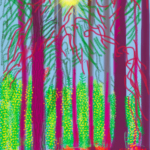 David Hockney painting of trees in Yosemite
