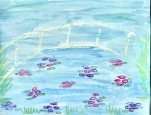 sample studio project for Monet class, bridge over water lilies