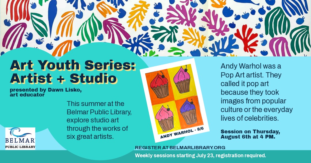 Art Youth Series: Artist + Studio Andy Warhol. Thursday, August 6th, 4 pm, registration behind the link.
