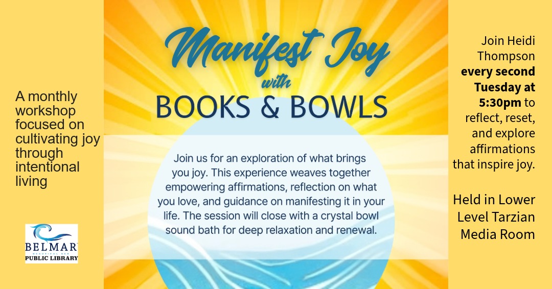 Join Heidi Thompson every second Tuesday at 5:30pm in the Tarzian Media room at Belmar Public Library